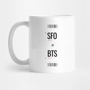 SFO to BTS boarding pass Mug